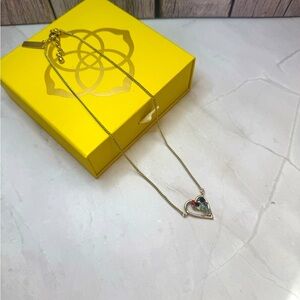 Kendra Scott Open Heart Multicolor Stone Pendant Necklace VINTAGE